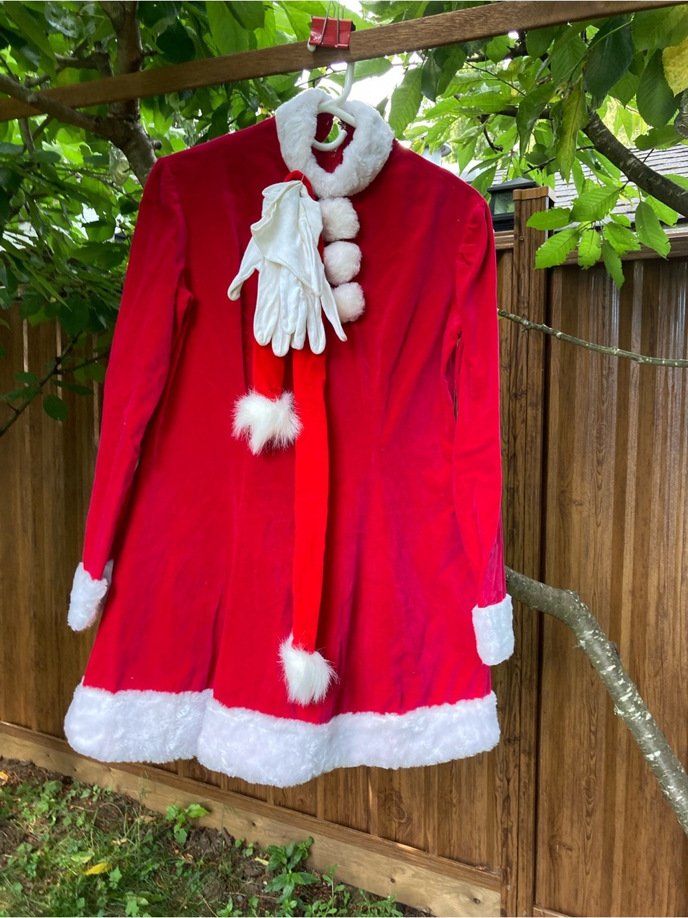 Festive Red Santa Coat with White Faux Fur Trim